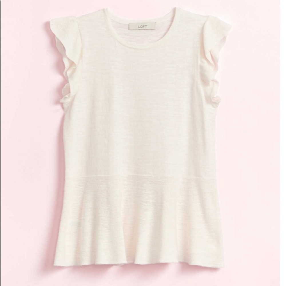 LOFT knit top with flutter sleeves. NWT.